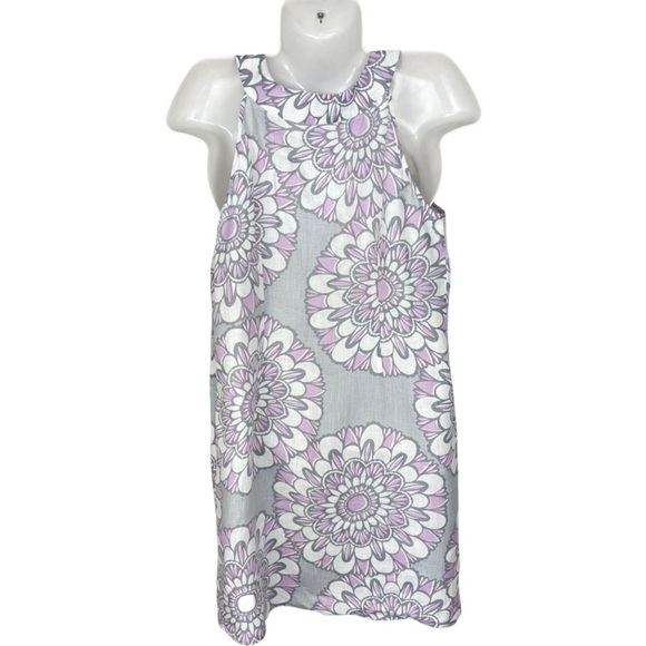 LOFT Factory woman’s 100% Linen Dress Gray Lavender Floral print sleeveless 8 - Picture 12 of 12